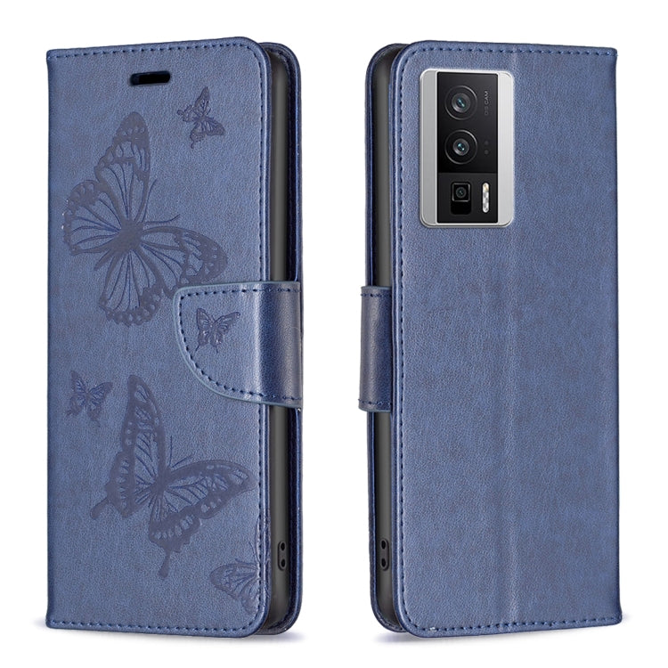 For Xiaomi Redmi K60 / K60 Pro Embossing Two Butterflies Pattern Leather Phone Case