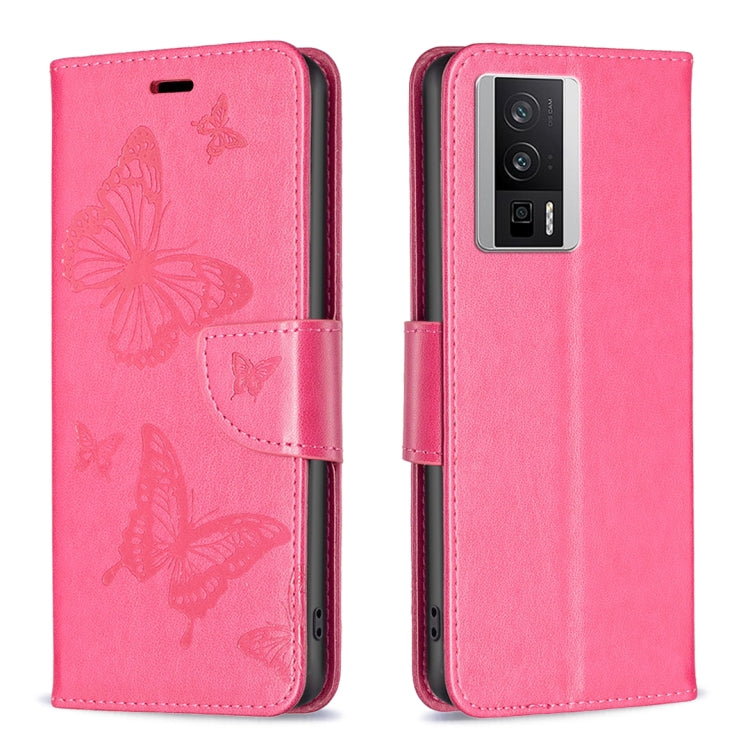 For Xiaomi Redmi K60 / K60 Pro Embossing Two Butterflies Pattern Leather Phone Case