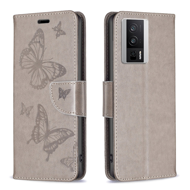 For Xiaomi Redmi K60 / K60 Pro Embossing Two Butterflies Pattern Leather Phone Case