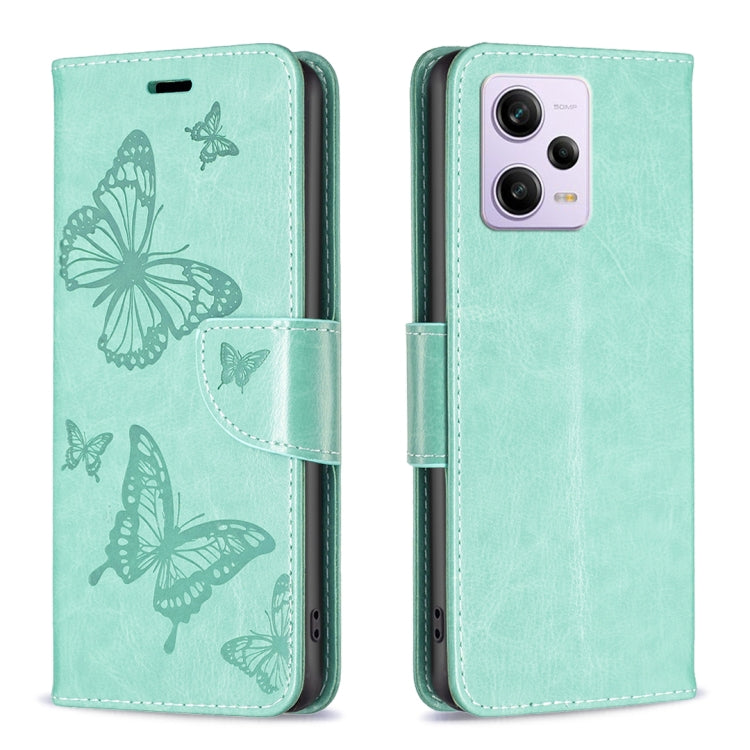 For Xiaomi Redmi Note 12 Pro+ Global Embossing Two Butterflies Pattern Leather Phone Case