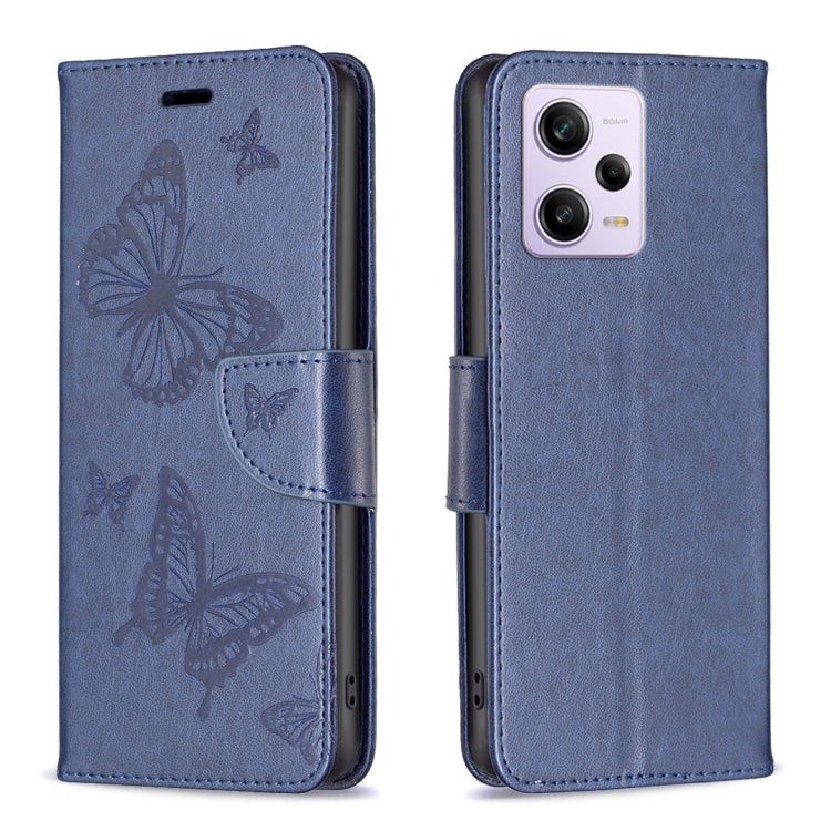 For Xiaomi Redmi Note 12 Pro+ Global Embossing Two Butterflies Pattern Leather Phone Case