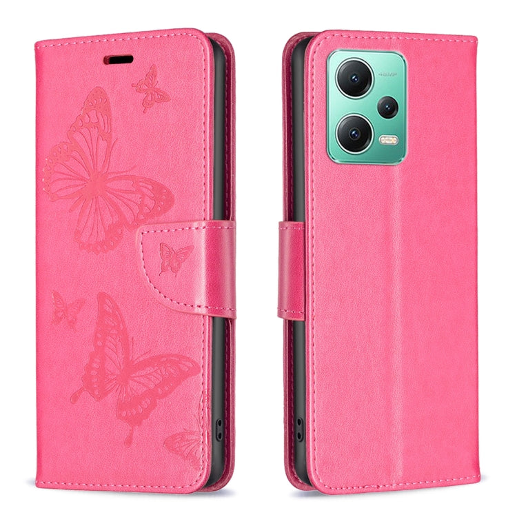 For Xiaomi Redmi Note 12 Global Embossing Two Butterflies Pattern Leather Phone Case