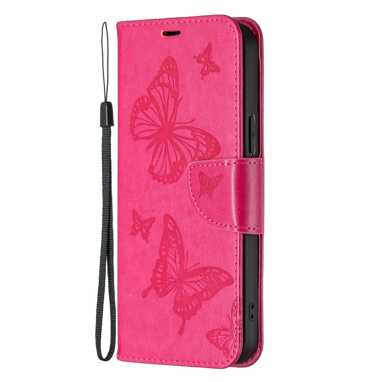 For Xiaomi Redmi Note 12 Global Embossing Two Butterflies Pattern Leather Phone Case