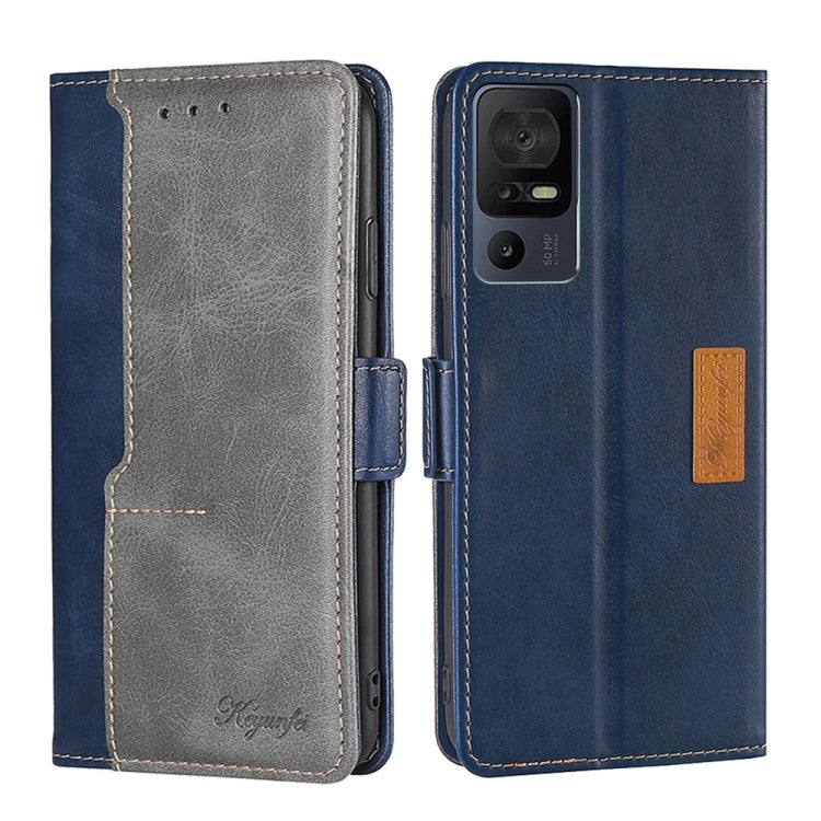 For TCL 40 SE Contrast Color Side Buckle Leather Phone Case