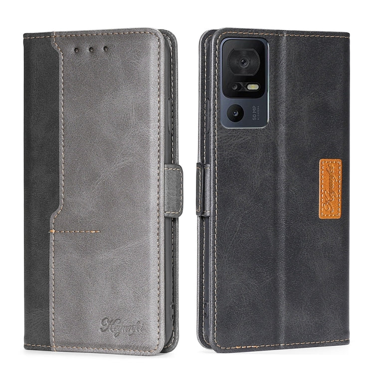 For TCL 40 SE Contrast Color Side Buckle Leather Phone Case