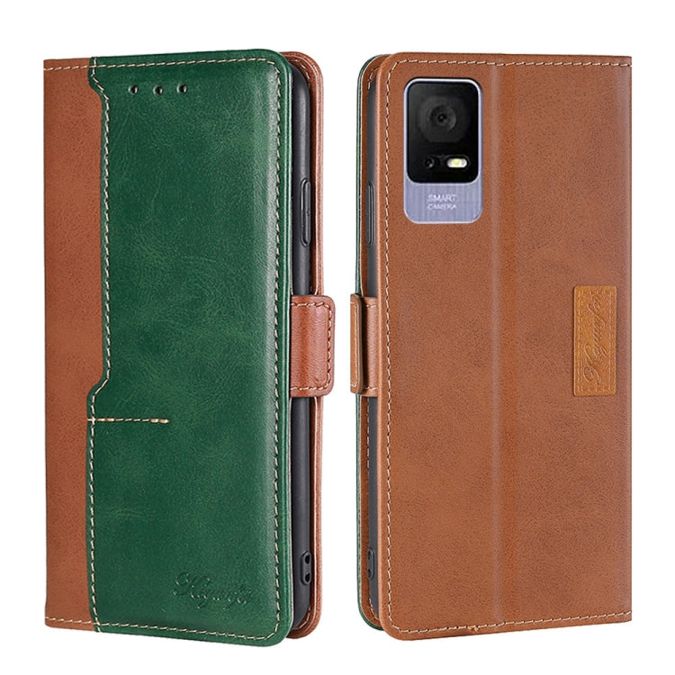 For TCL 405 / 406 / 408 Contrast Color Side Buckle Leather Phone Case