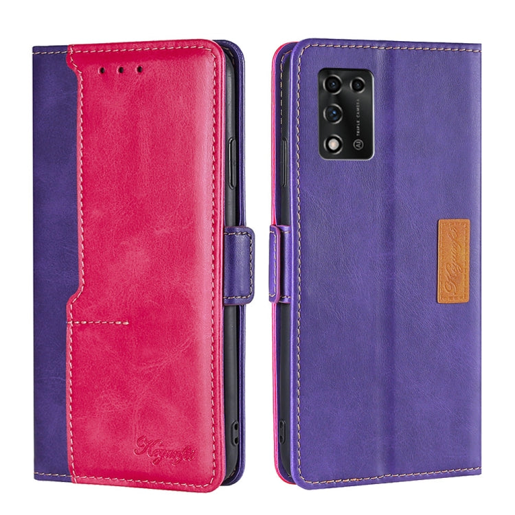 For ZTE Libero 5G III Contrast Color Side Buckle Leather Phone Case