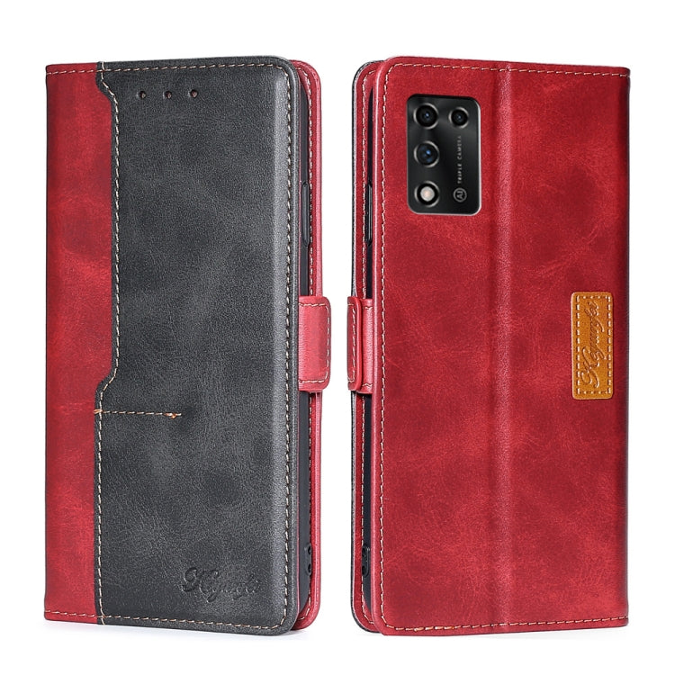 For ZTE Libero 5G III Contrast Color Side Buckle Leather Phone Case