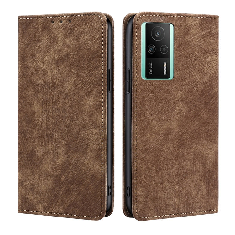 For Xiaomi Redmi K60E RFID Anti-theft Brush Magnetic Leather Phone Case