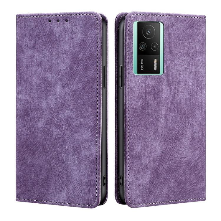 For Xiaomi Redmi K60E RFID Anti-theft Brush Magnetic Leather Phone Case