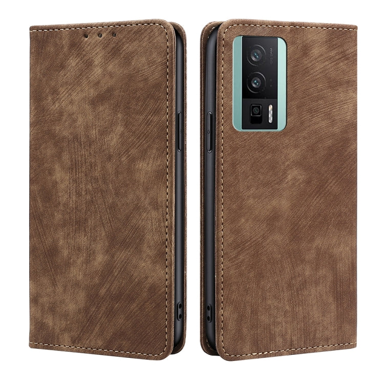 For Xiaomi Redmi K60 / K60 Pro RFID Anti-theft Brush Magnetic Leather Phone Case