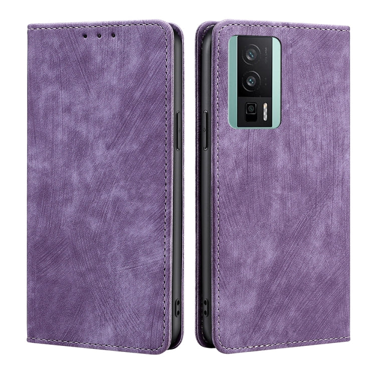 For Xiaomi Redmi K60 / K60 Pro RFID Anti-theft Brush Magnetic Leather Phone Case