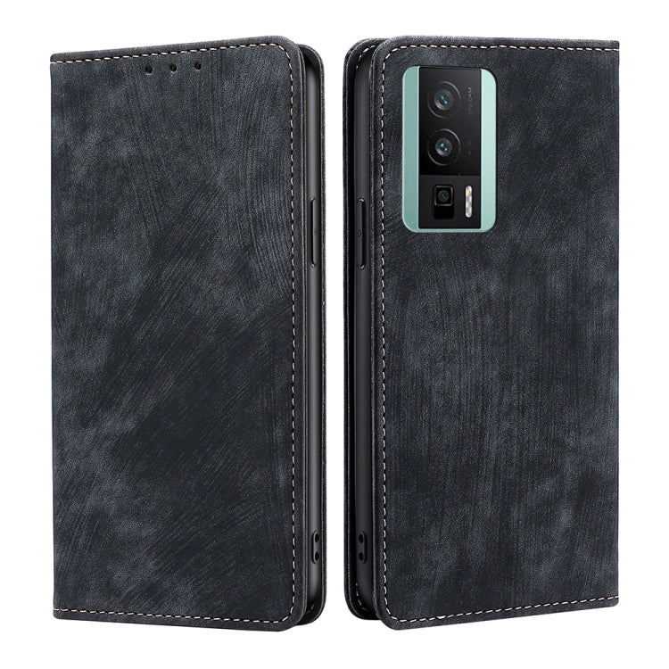 For Xiaomi Redmi K60 / K60 Pro RFID Anti-theft Brush Magnetic Leather Phone Case