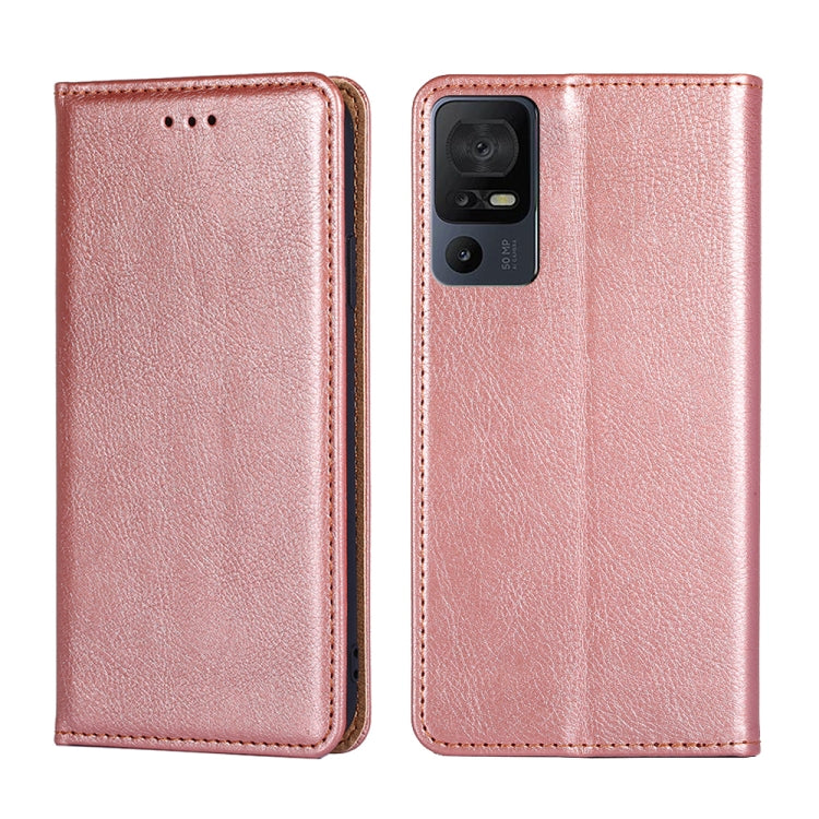 For TCL 40 SE Gloss Oil Solid Color Magnetic Leather Phone Case