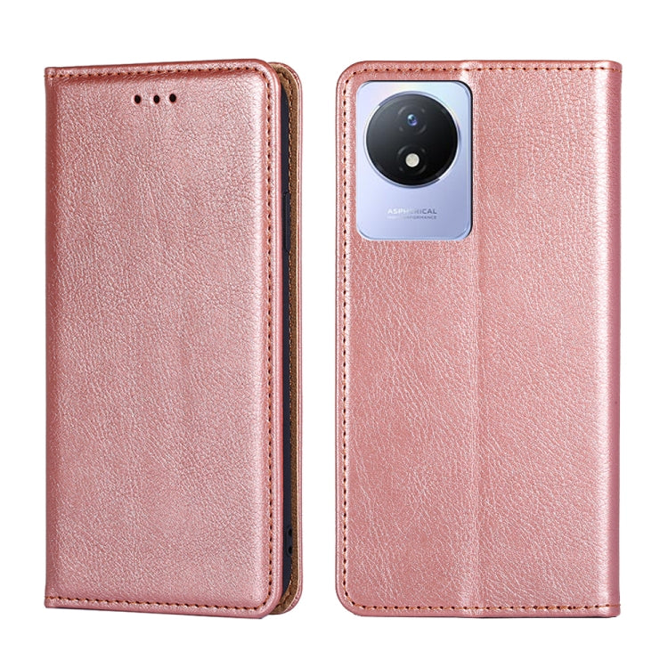 For vivo Y02 4G Gloss Oil Solid Color Magnetic Leather Phone Case