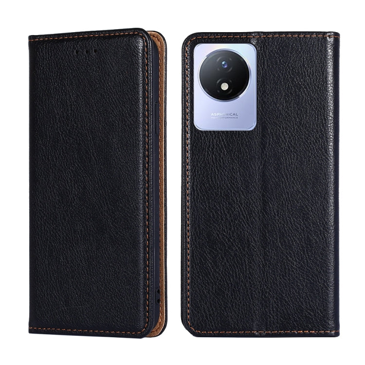 For vivo Y02 4G Gloss Oil Solid Color Magnetic Leather Phone Case