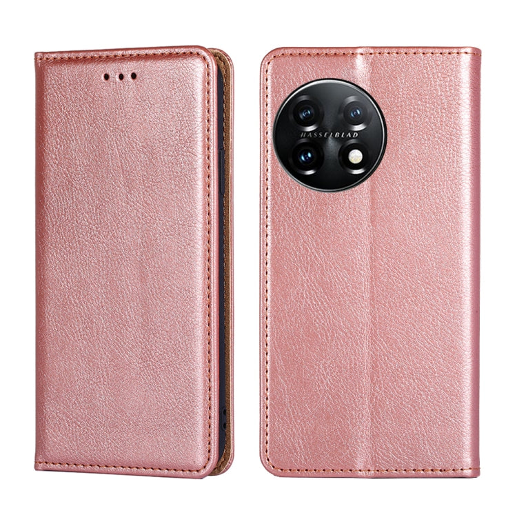 For OnePlus 11 Gloss Oil Solid Color Magnetic Leather Phone Case