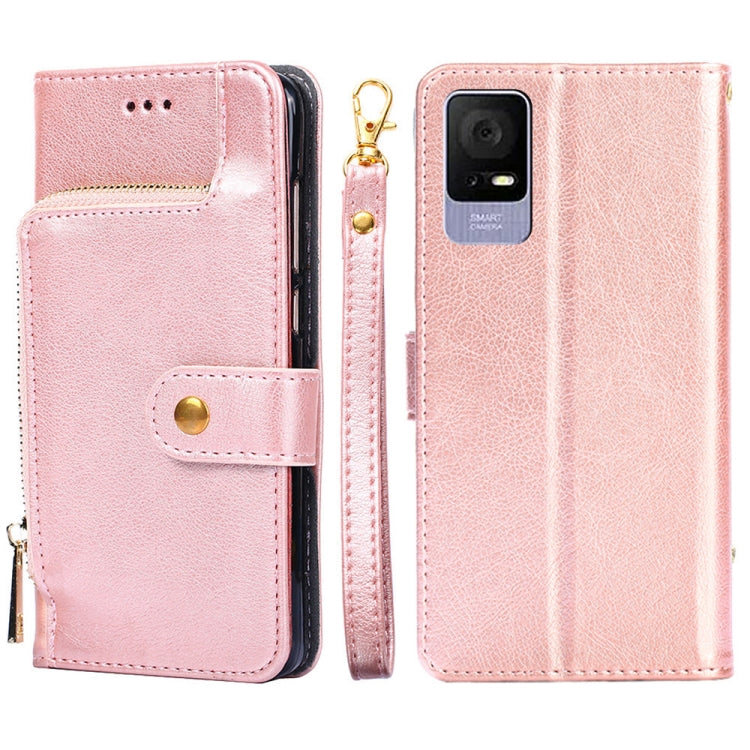For TCL 405 / 406 / 408 Zipper Bag Leather Phone Case