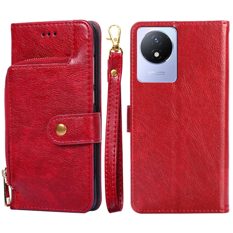 For vivo Y02 4G Zipper Bag Leather Phone Case
