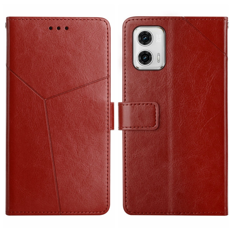 For Motorola Moto G73 5G HT01 Y-shaped Pattern Flip Leather Phone Case
