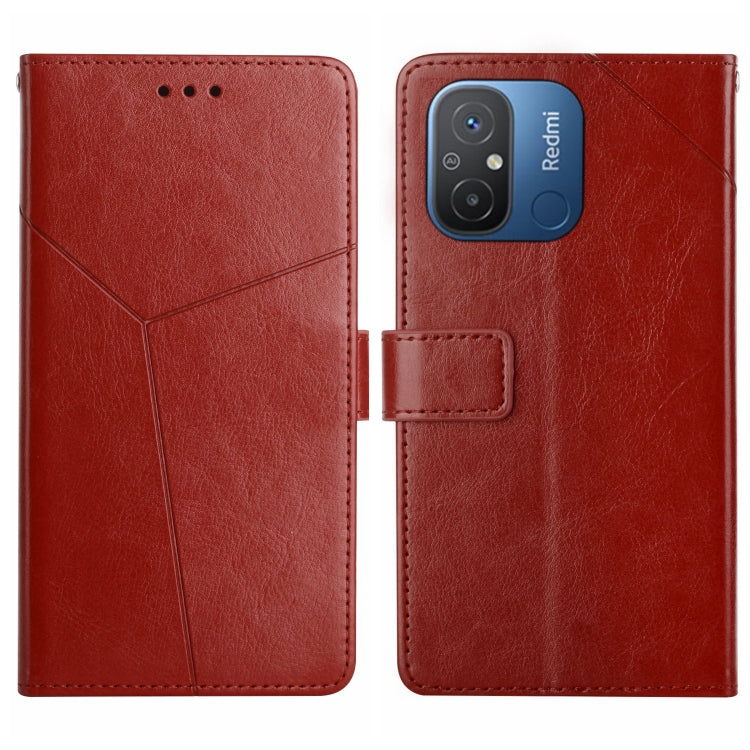 For Xiaomi Redmi 11A 4G HT01 Y-shaped Pattern Flip Leather Phone Case