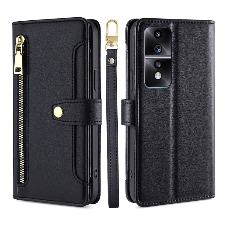 For Honor 80 GT Sheep Texture Cross-body Zipper Wallet Leather Phone Case