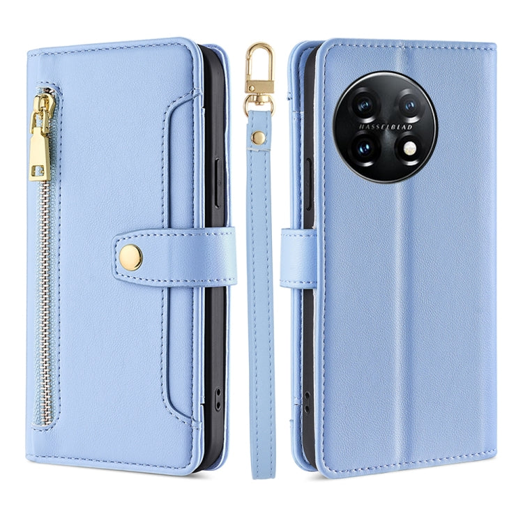 For OnePlus 11 Sheep Texture Cross-body Zipper Wallet Leather Phone Case