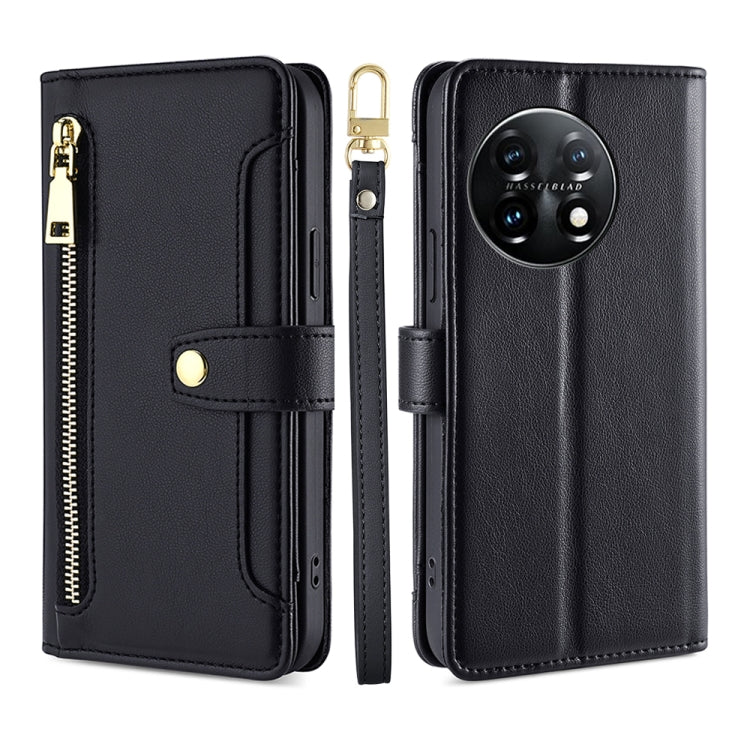 For OnePlus 11 Sheep Texture Cross-body Zipper Wallet Leather Phone Case