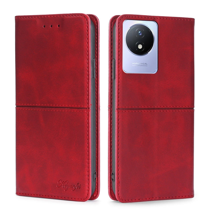 For vivo Y02 4G Cow Texture Magnetic Horizontal Flip Leather Phone Case