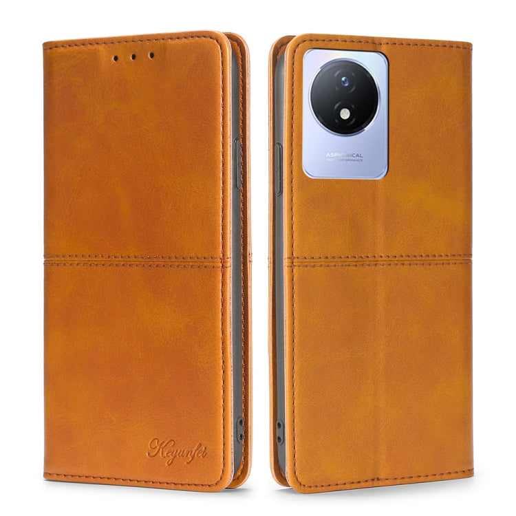 For vivo Y02 4G Cow Texture Magnetic Horizontal Flip Leather Phone Case