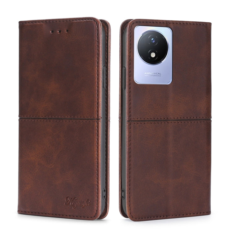 For vivo Y02 4G Cow Texture Magnetic Horizontal Flip Leather Phone Case