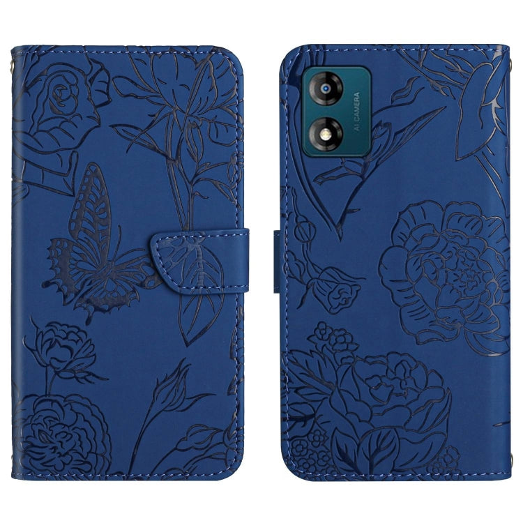 For Motorola Moto E13 4G HT03 Skin Feel Butterfly Embossed Flip Leather Phone Case