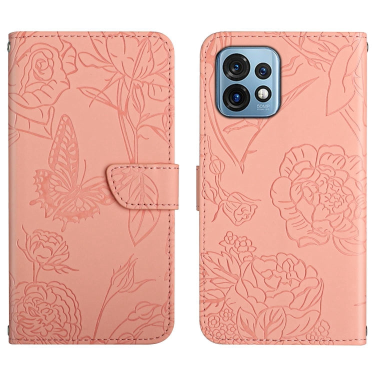 For Motorola Edge+ 2023 HT03 Skin Feel Butterfly Embossed Flip Leather Phone Case