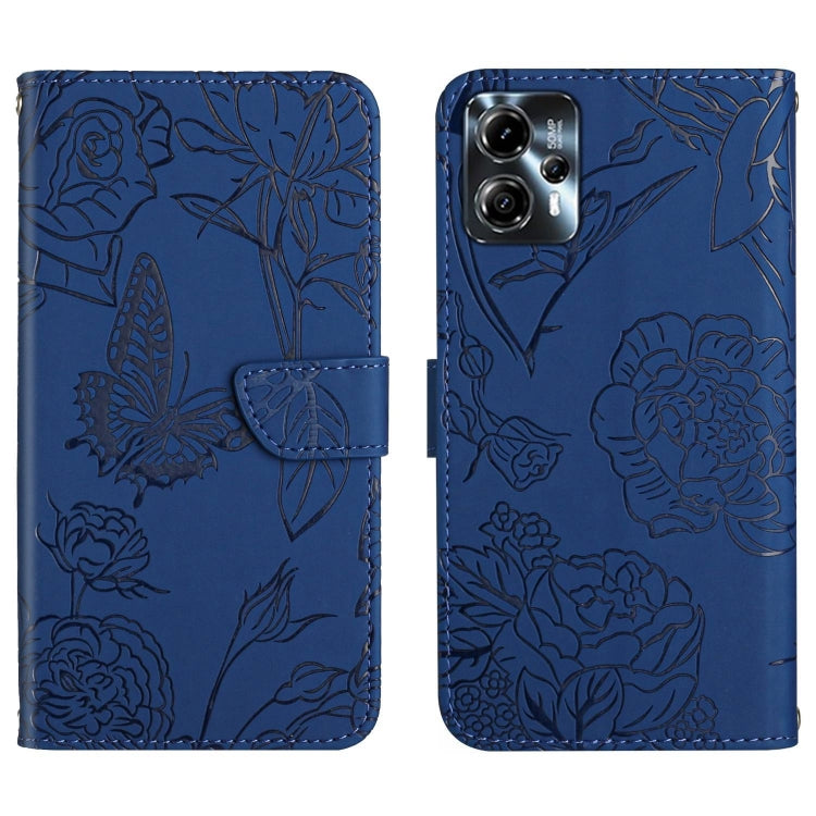 For Motorola Moto G23 4G/G13 4G HT03 Skin Feel Butterfly Embossed Flip Leather Phone Case