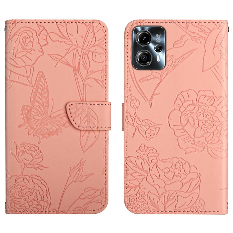 For Motorola Moto G23 4G/G13 4G HT03 Skin Feel Butterfly Embossed Flip Leather Phone Case