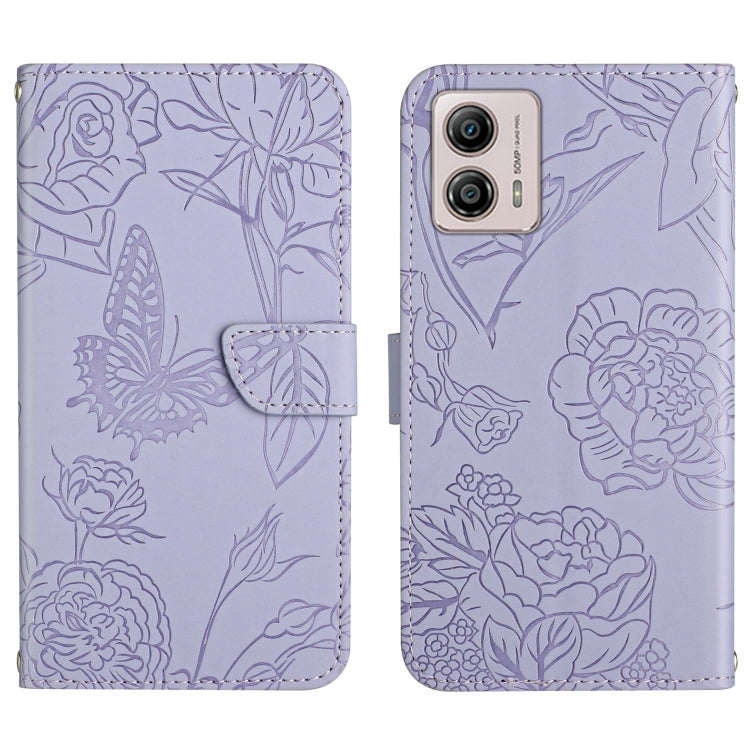 For Motorola Moto G53 5G/G13/G23 HT03 Skin Feel Butterfly Embossed Flip Leather Phone Case
