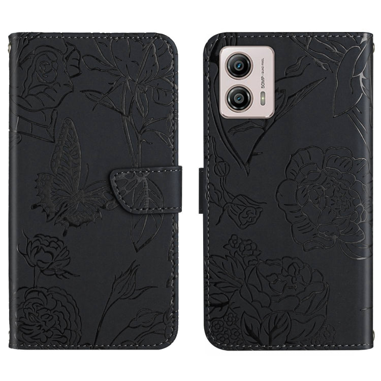 For Motorola Moto G53 5G/G13/G23 HT03 Skin Feel Butterfly Embossed Flip Leather Phone Case
