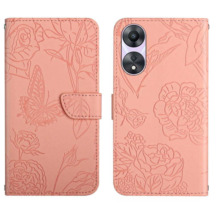 For OPPO Reno8 T 4G HT03 Skin Feel Butterfly Embossed Flip Leather Phone Case