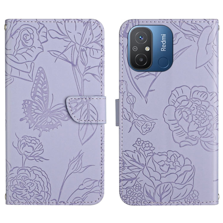 For Xiaomi Redmi 11A 4G HT03 Skin Feel Butterfly Embossed Flip Leather Phone Case