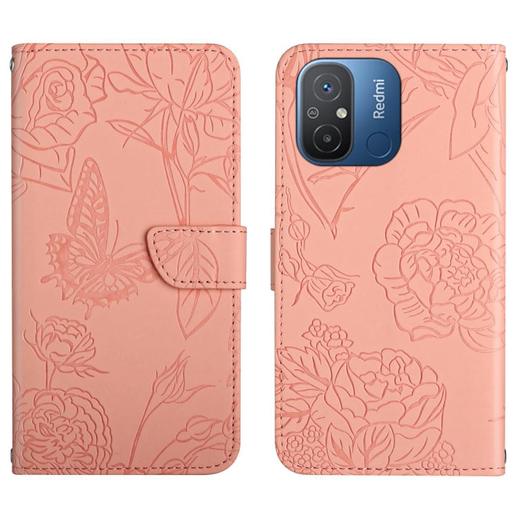 For Xiaomi Redmi 11A 4G HT03 Skin Feel Butterfly Embossed Flip Leather Phone Case
