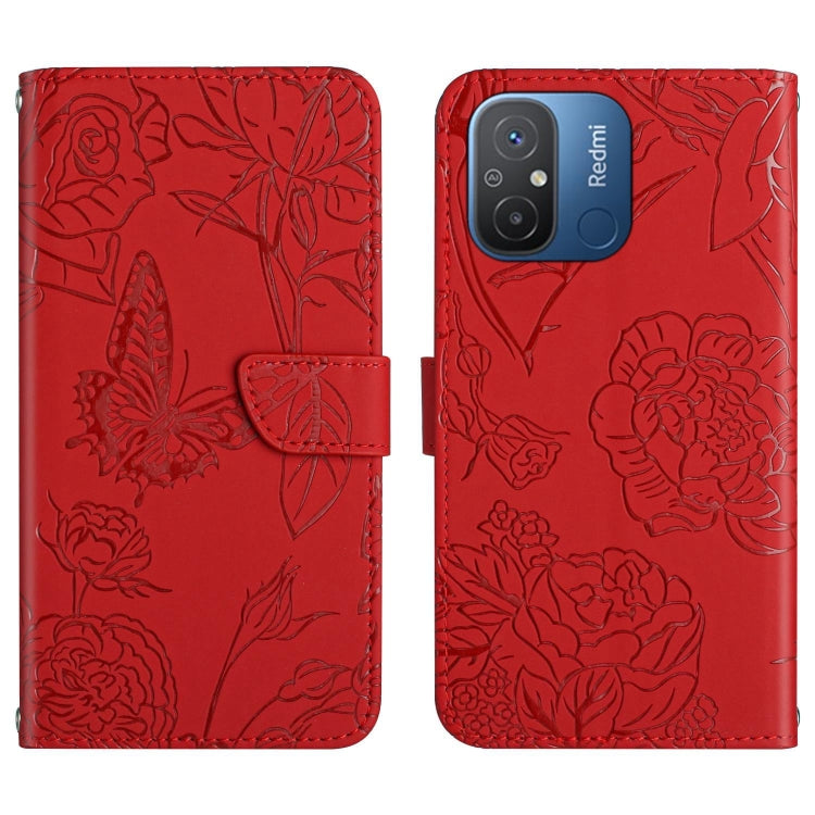 For Xiaomi Redmi 11A 4G HT03 Skin Feel Butterfly Embossed Flip Leather Phone Case