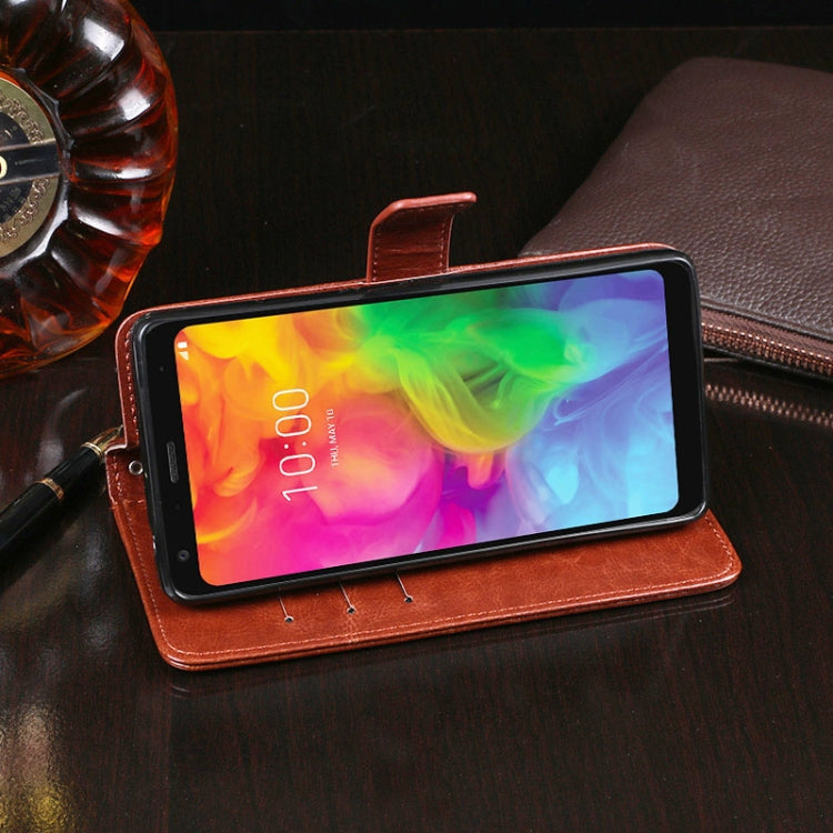 For LG Q7 idewei Crazy Horse Texture Horizontal Flip Leather Case with Holder & Card Slots & Wallet
