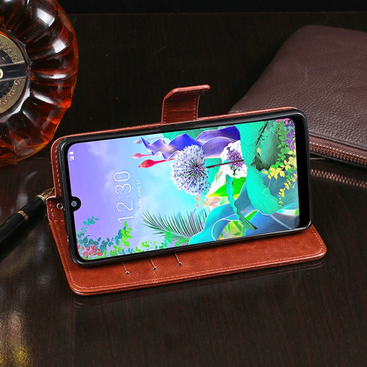 For LG Q60 idewei Crazy Horse Texture Horizontal Flip Leather Case with Holder & Card Slots & Wallet