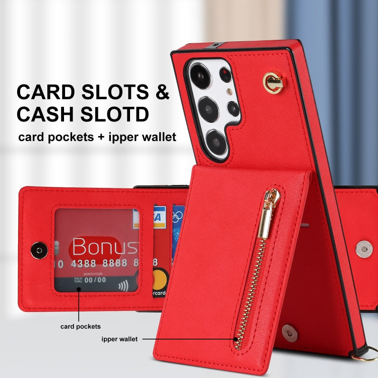 For Samsung Galaxy S23 Ultra 5G Cross-body Zipper Square TPU+PU Back Cover Case