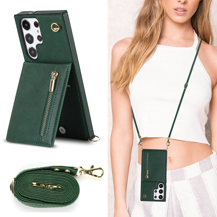 For Samsung Galaxy S23 Ultra 5G Cross-body Zipper Square TPU+PU Back Cover Case