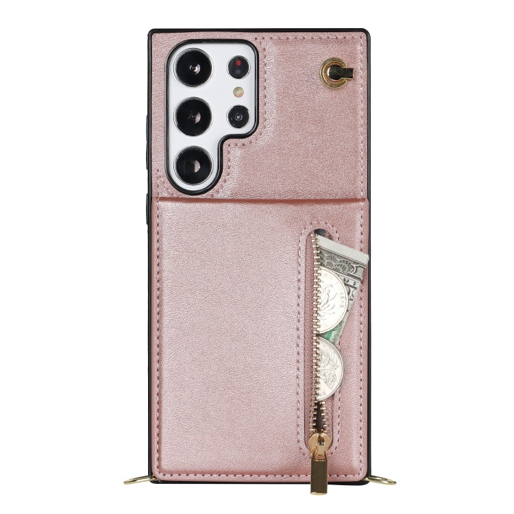 For Samsung Galaxy S23 Ultra 5G Cross-body Zipper Square TPU+PU Back Cover Case