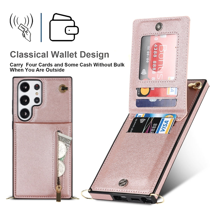 For Samsung Galaxy S23 Ultra 5G Cross-body Zipper Square TPU+PU Back Cover Case