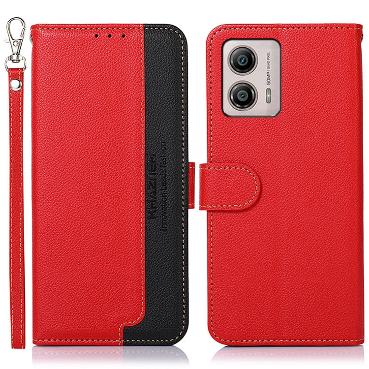 For Motorola Moto G53 5G KHAZNEH Litchi Texture Leather RFID Phone Case