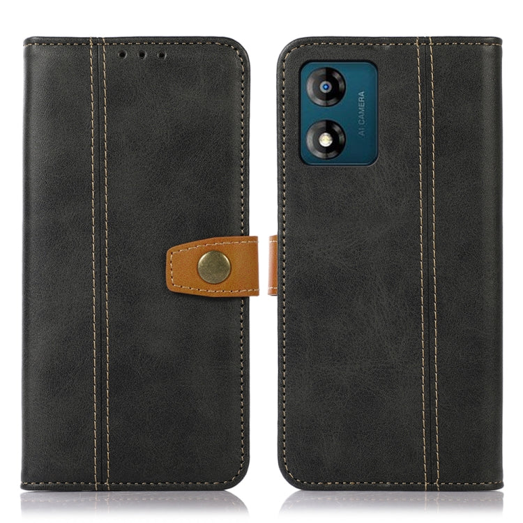 For Motorola Moto E13 4G 2023 Stitching Thread Calf Texture Leather Phone Case