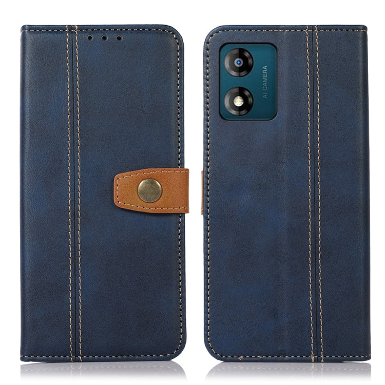 For Motorola Moto E13 4G 2023 Stitching Thread Calf Texture Leather Phone Case